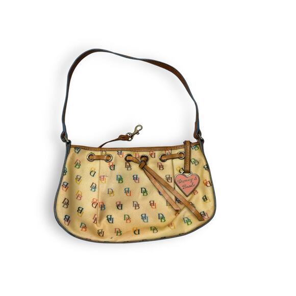 Dooney & Bourke Handbags - Dooney & Bourke DB Vintage One Strap Shoulder Purse Bag Small Cream Rainbow Zip